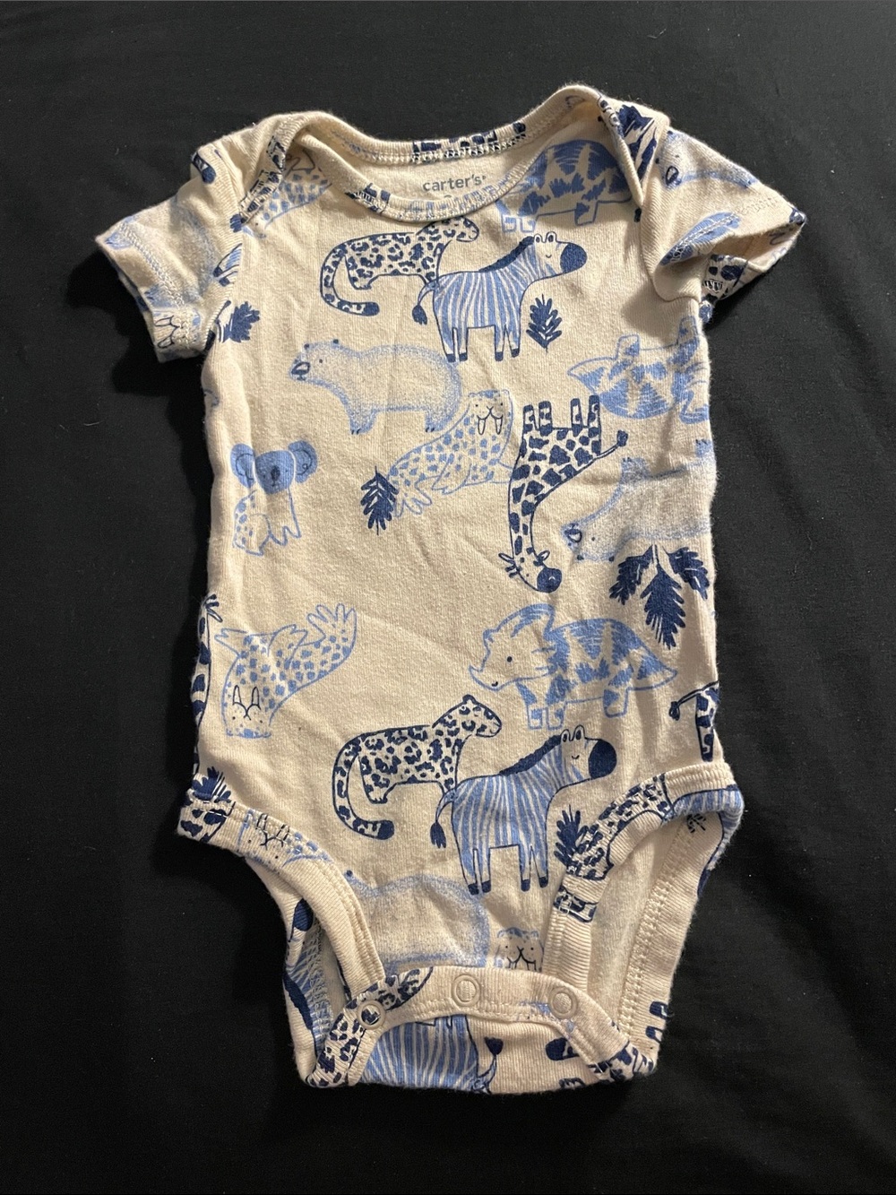 Carter's Cream One-Piece with Blue Safari Animals